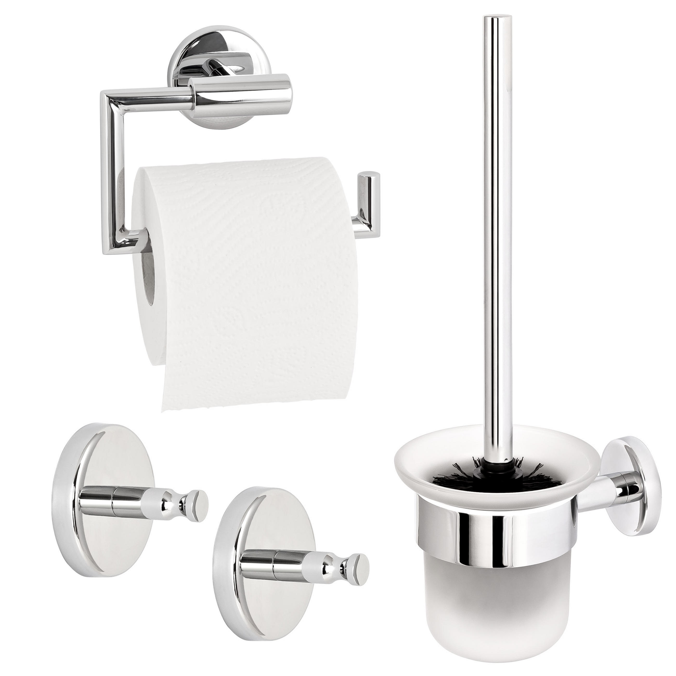 BADEZIMMER-ZUBEHÖR-SET LUCENTE 3tlg, Edelstahl, verchromt - Chromfarben, Metall (14.5/35/11.5cm) - bremermann