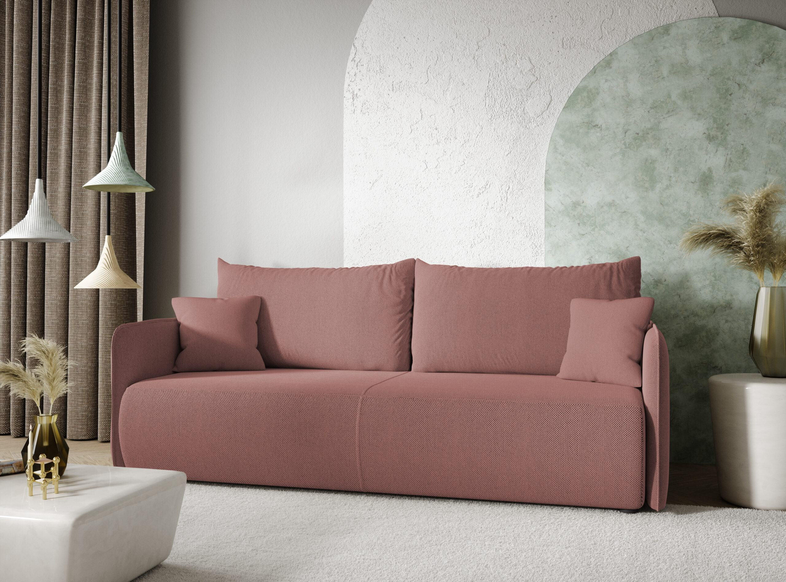 SCHLAFSOFA 4-Sitzer Rosa - Pink, Textil (216/86/105cm) - Furnisell