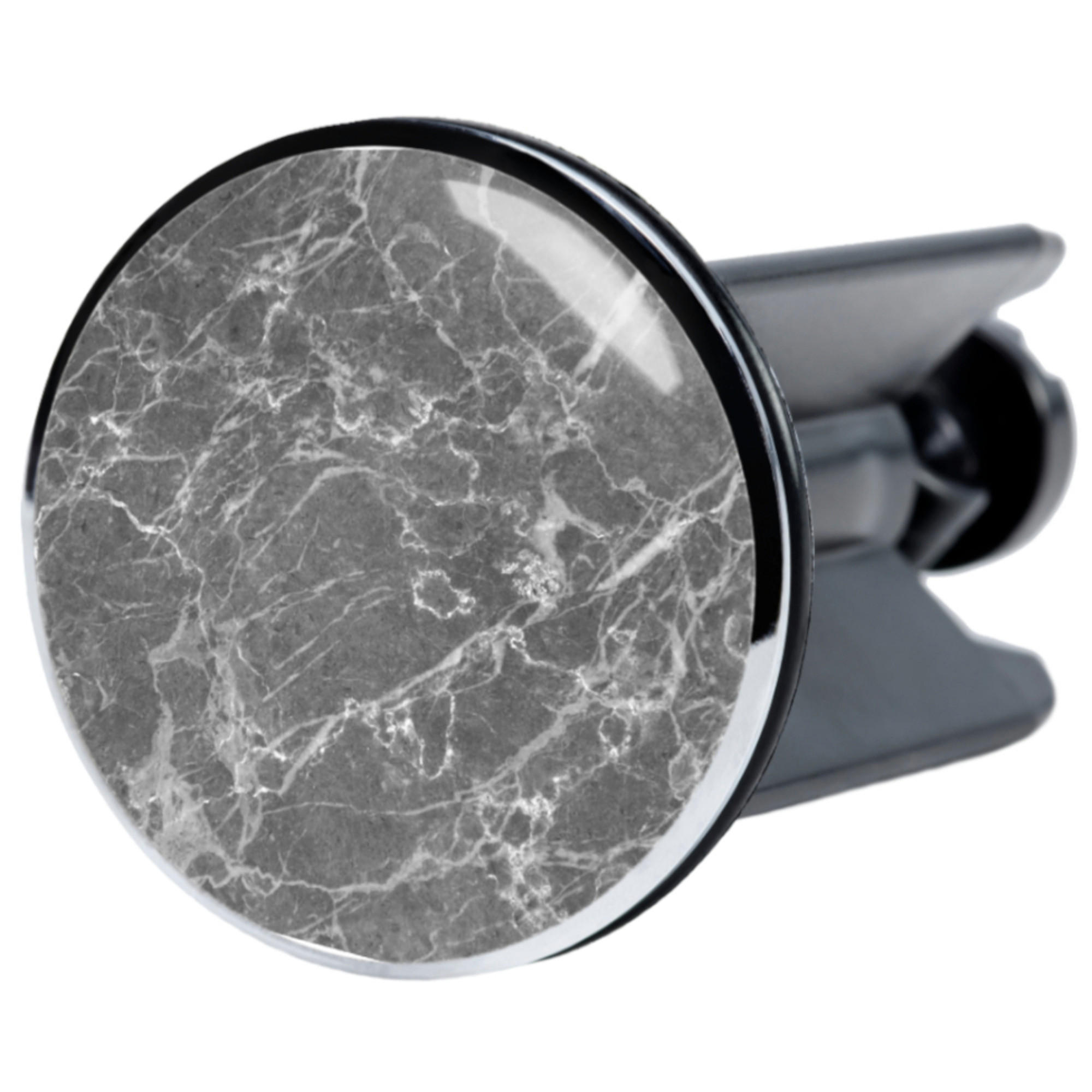 WASCHBECKENSTÖPSEL Marmor Grau - Grau, Kunststoff/Metall (4/7/7cm) - Sanilo