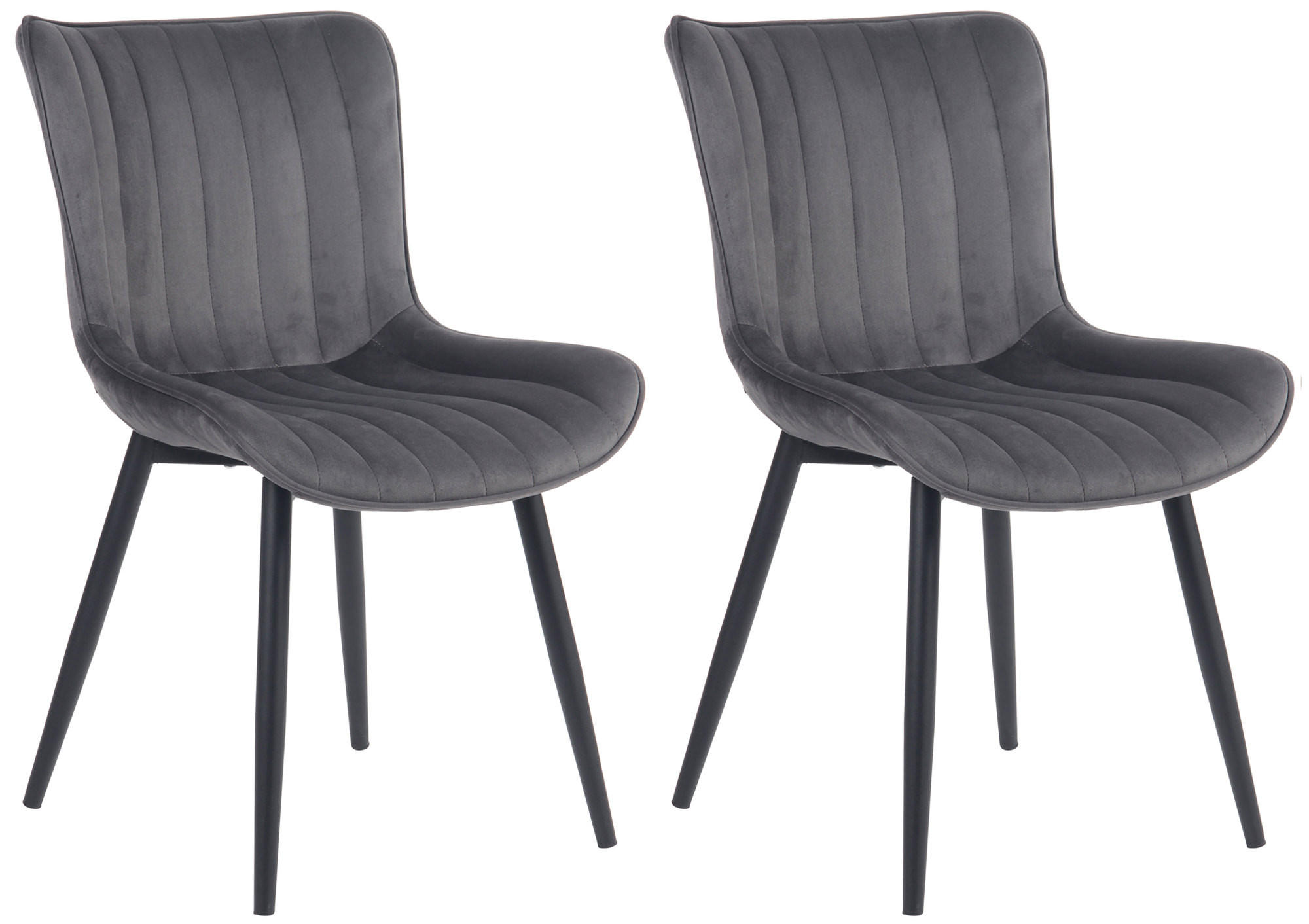 STUHL 2er Set Samt dunkelgrau - Dunkelgrau/Schwarz, Textil/Metall (50/81/61cm) - CLP