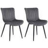 STUHL 2er Set Samt dunkelgrau - Dunkelgrau/Schwarz, Textil/Metall (50/81/61cm) - CLP