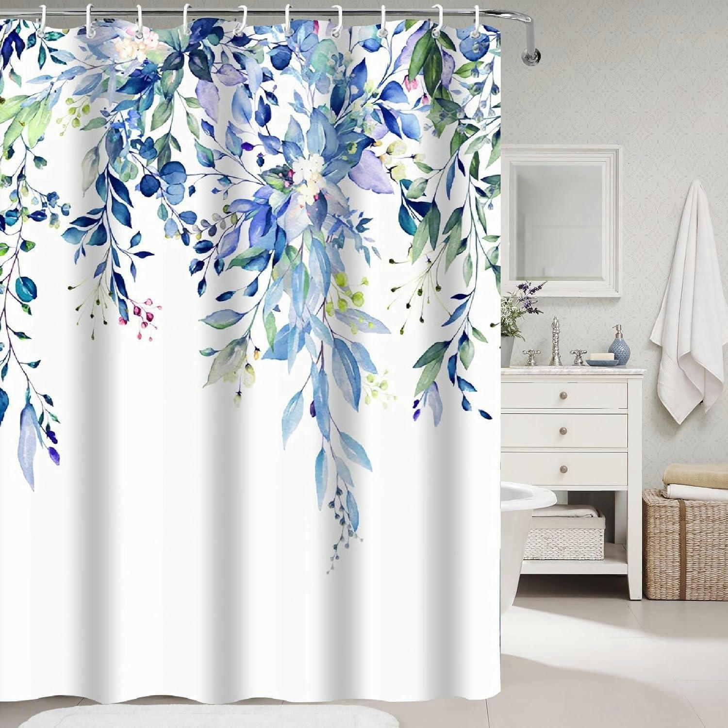 DUSCHVORHANG mit Haken Blau 200 x 240 cm - Blau, Textil (240/200cm)