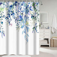DUSCHVORHANG mit Haken Blau 200 x 240 cm - Blau, Textil (240/200cm)