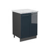 KÜCHENUNTERSCHRANK Fame-Line Dunkelblau Hochglanz 60 cm, AP Marmor - Anthrazit/Dunkelblau, Holzwerkstoff (60/82/60cm) - Vicco