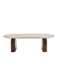 COUCHTISCH aus Holz mit Travertin-Effekt, 100x60 cm - LIPALI - Beige - Beige, Stein (100/60/31cm) - Drawer