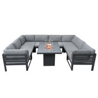MODULARES GARTENLOUNGE-SET mit integrierter Feuerstelle - Grau, Metall - Monstershop