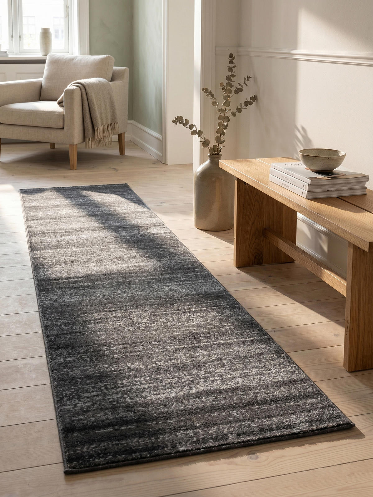 KURZFLORTEPPICH INN, einfarbig, Grau, 80 x 300 cm - Grau, Textil (80/300cm) - KADIMA DESIGN