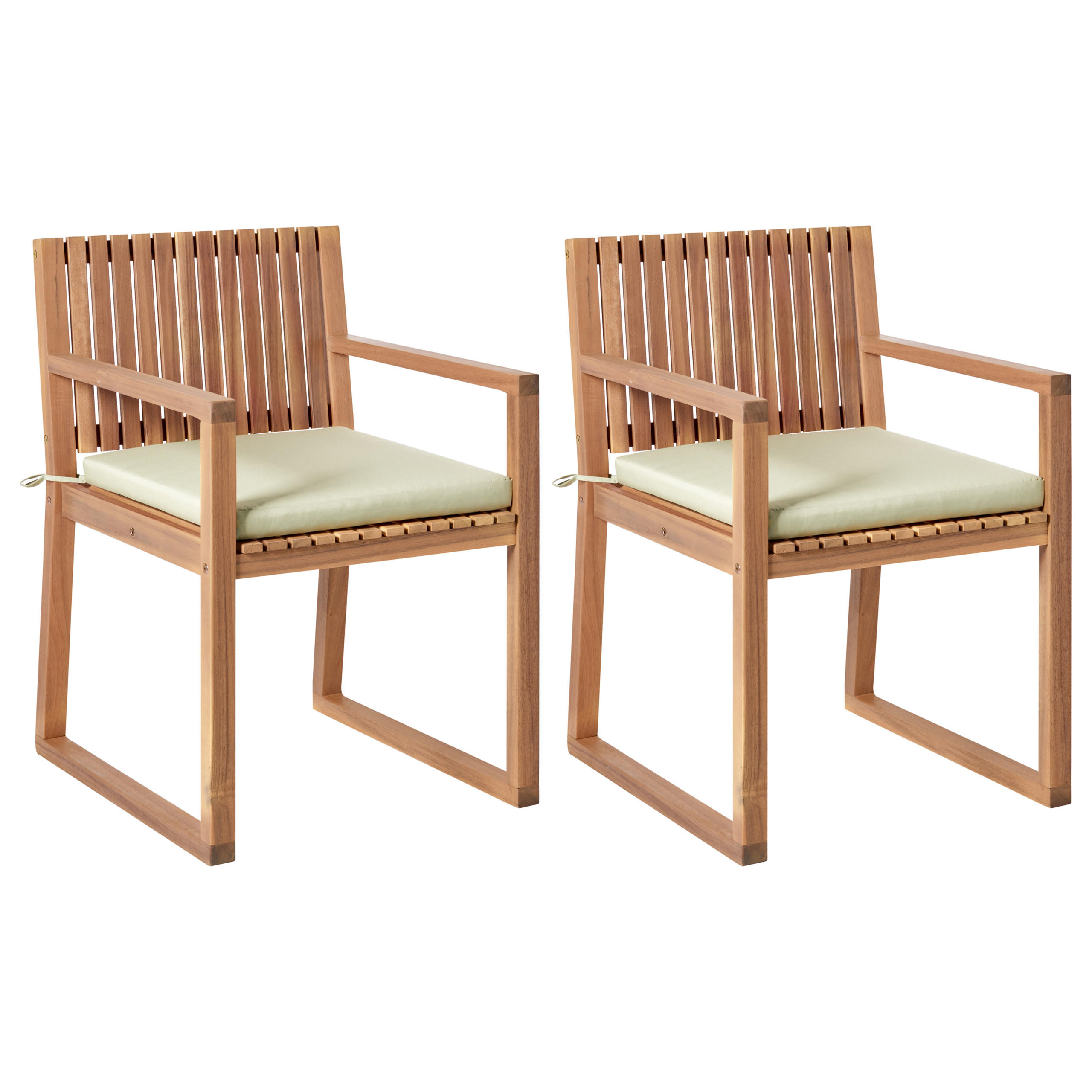 SCAUN DE GRĂDINĂ set de 2 maro deschis/verde Sassari premium