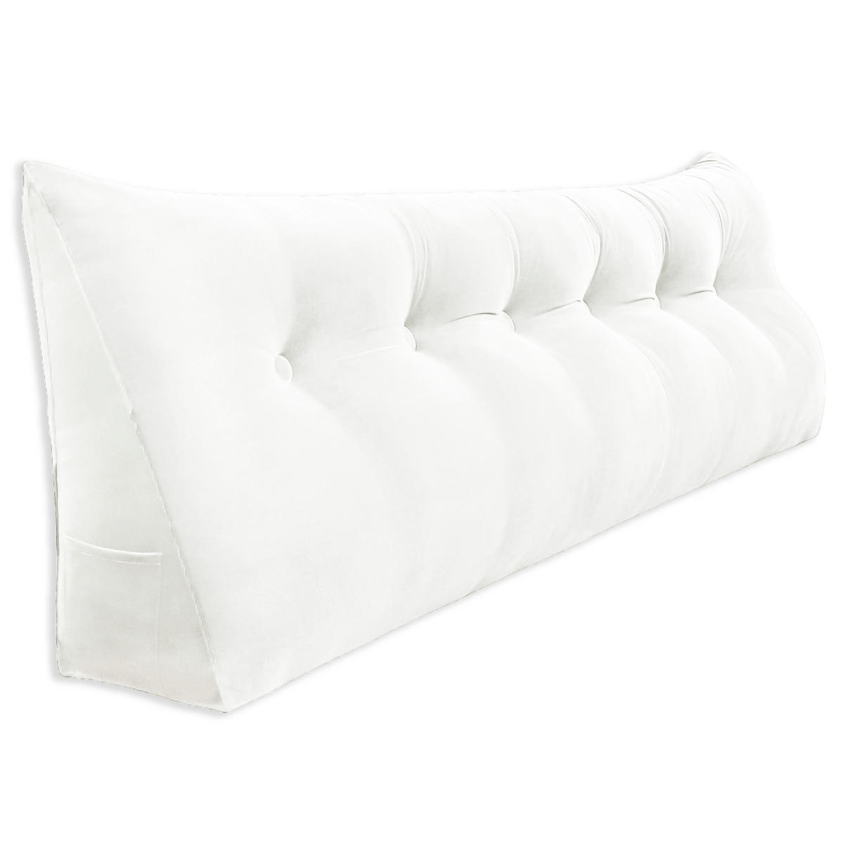 RÜCKENKISSEN für Bett Samt 180 cm - Weiß, Textil (50/180cm) - Vercart