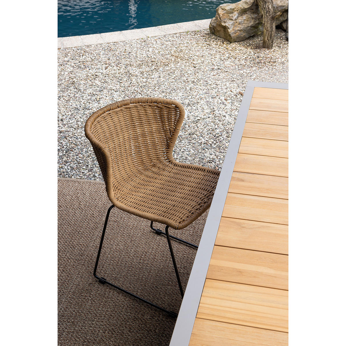 GARTENSTUHL - Polyrattan / Eisen - Braun / Schwarz - Schwarz/Braun, Naturmaterialien/Metall (55/78/54cm) - home24