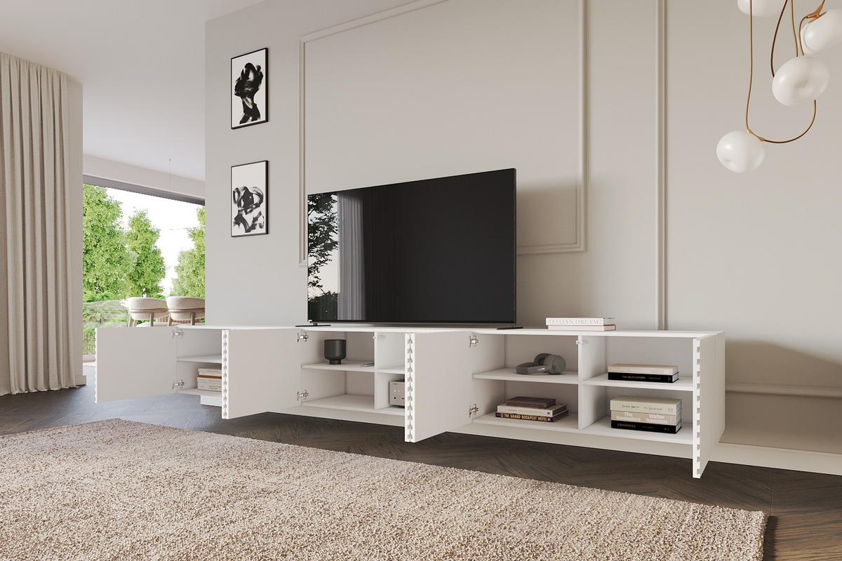 LOWBOARD ZENO-W 3x100x40x41 cm - Weiß - Schwarz, Holzwerkstoff (300/40/41cm) - ALTDECOR