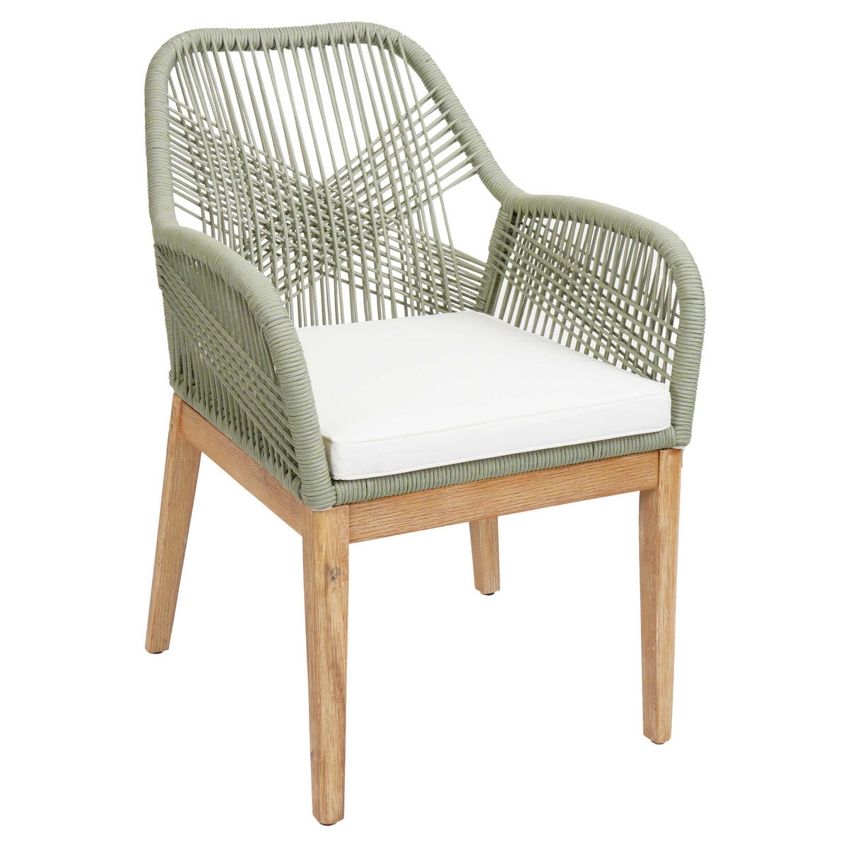 GARTENSTUHL H56B Grün, Cremeweiß - Weiß/Grün, Holz (58/85/59cm) - MCW