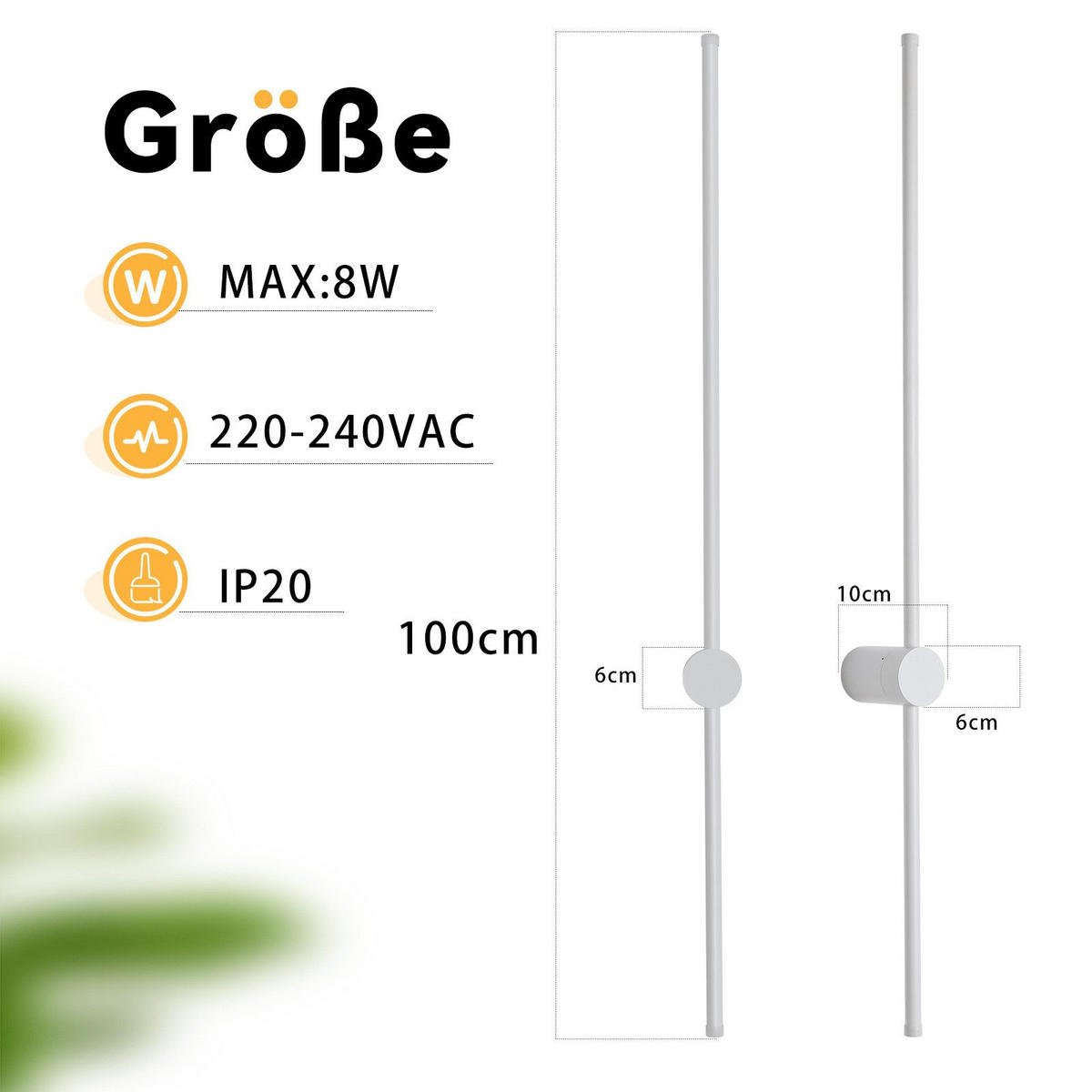LED - WANDLEUCHTE Meerthunir 6.0/10.0/100.0 cm - Weiß, Metall (6/10/100cm) - ZMH