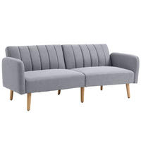 SCHLAFSOFA, 2-Sitzer Stoffsofa mit Schlaffunktion, 173 x 75 x 73 cm, Grau - Hellgrau/Naturfarben, Holz/Textil (75/73/173cm) - HOMCOM