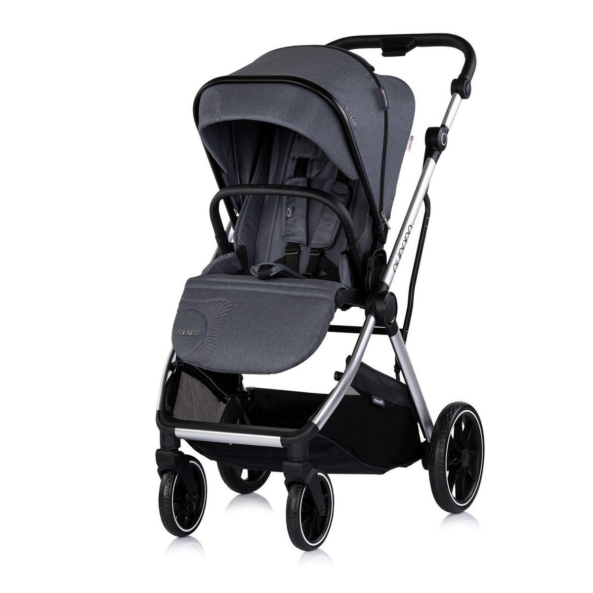 KOMBIKINDERWAGEN Aurora 3 in 1 dunkelgrau Babyschale Babywanne Sportsitz Tasche - Schwarz, Metall (84/57/112cm) - Chipolino