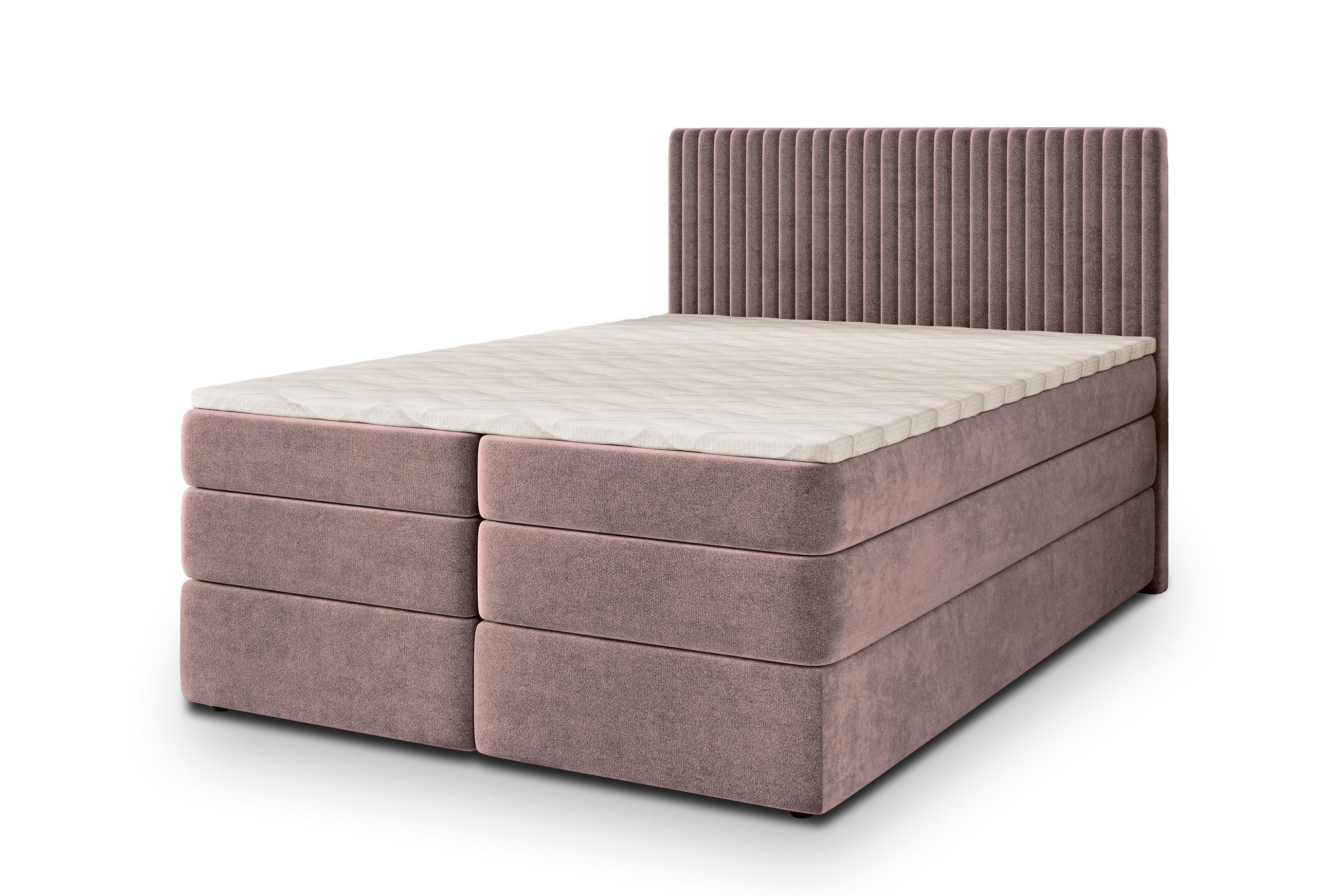 MASSENO POSTEL BOXSPRING FELBIO 160x200 cm, s matrací a úložným prostorem, starorůžová