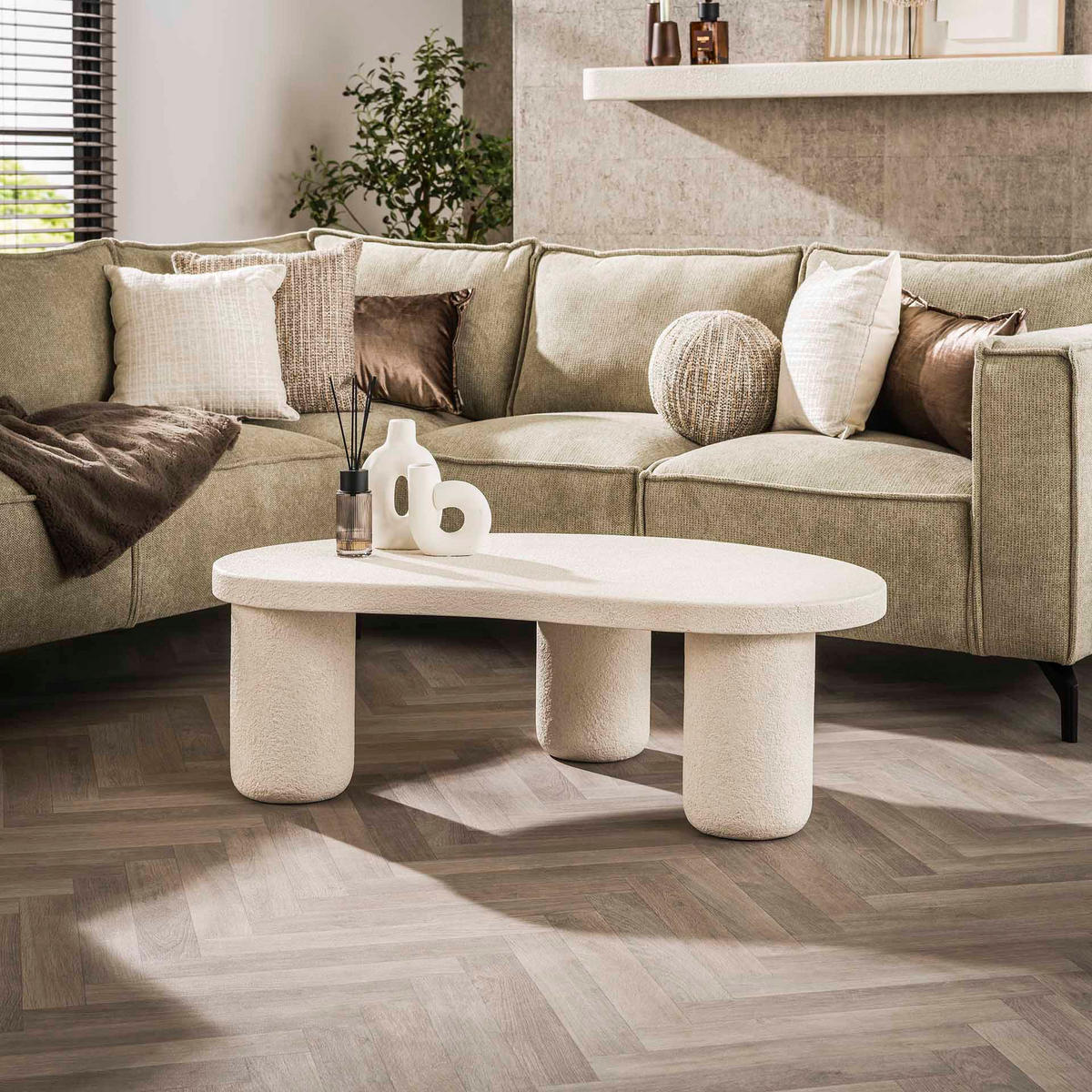 COUCHTISCH Pebble White 70/110/38 cm - Weiß, Holz (70/110/38cm) - Hoyz Collection