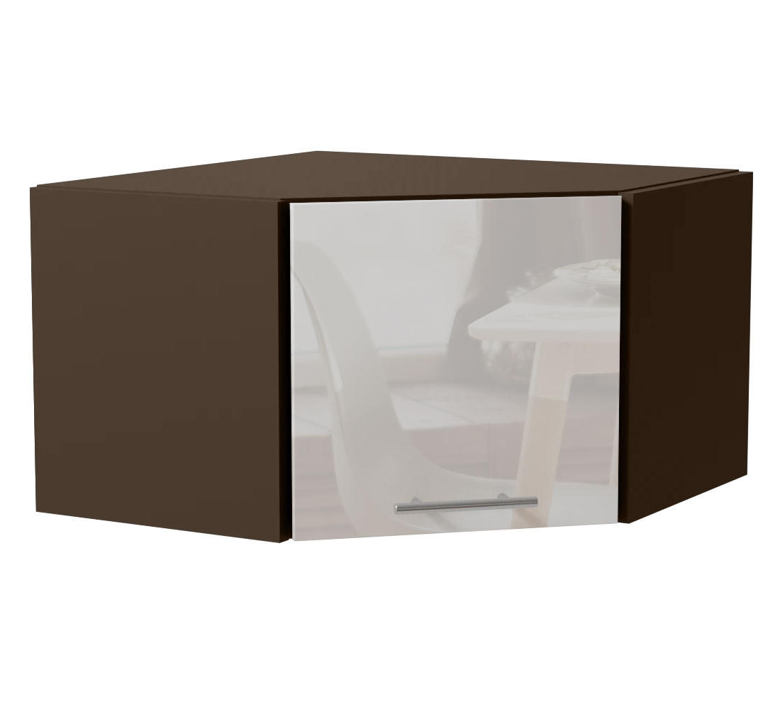 Feldmann-Wohnen Eckhängeschrank Weiß Hochglanz, Dunkelgrau 60x36x60 cm