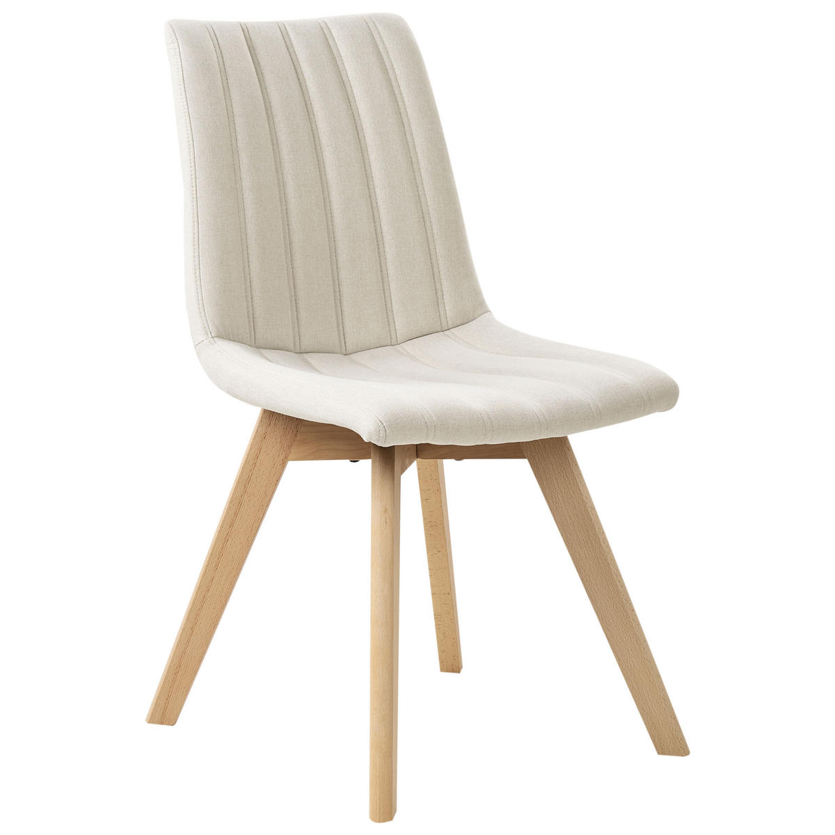ESSZIMMERSTUHL 2er-Set Stoff Cremeweiß Calgary - Weiß, Textil (48/86/56cm) - Beliani