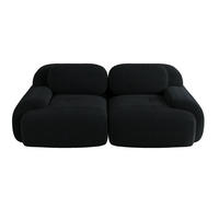 2-SITZER-SOFA Ecksofa 208/103/75 cm schwarz aus Cordstoff mit geschwungenen Armlehnen - Schwarz, Textil (103/75/208cm) - OKWISH