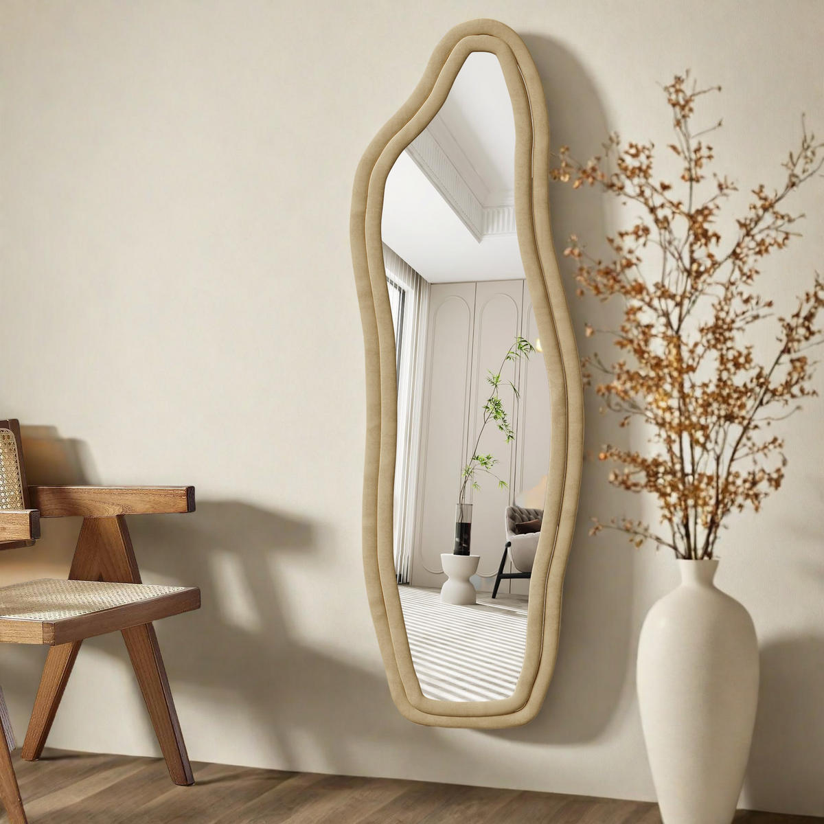 STEHSPIEGEL 50x160cm Samtrahmen Gelb Delfinform Wand & Stand - Gelb, Glas (3/160/50cm) - SHOPENTRA