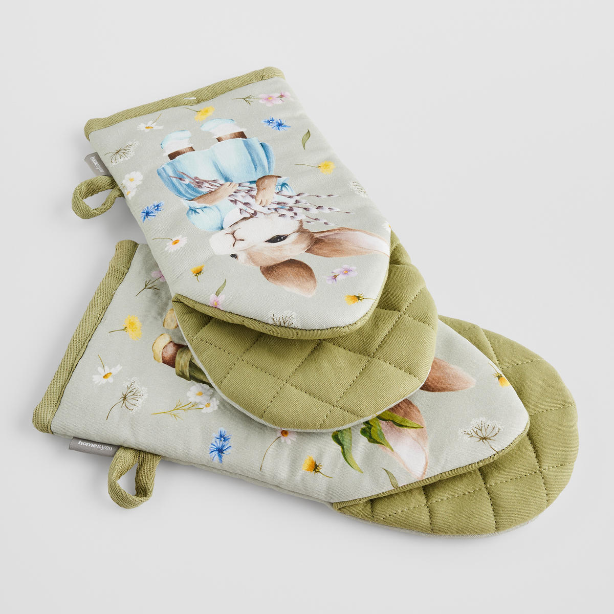 OFENHANDSCHUH 2er Set Emi - Hellgrün, Textil (14/30cm) - home&you