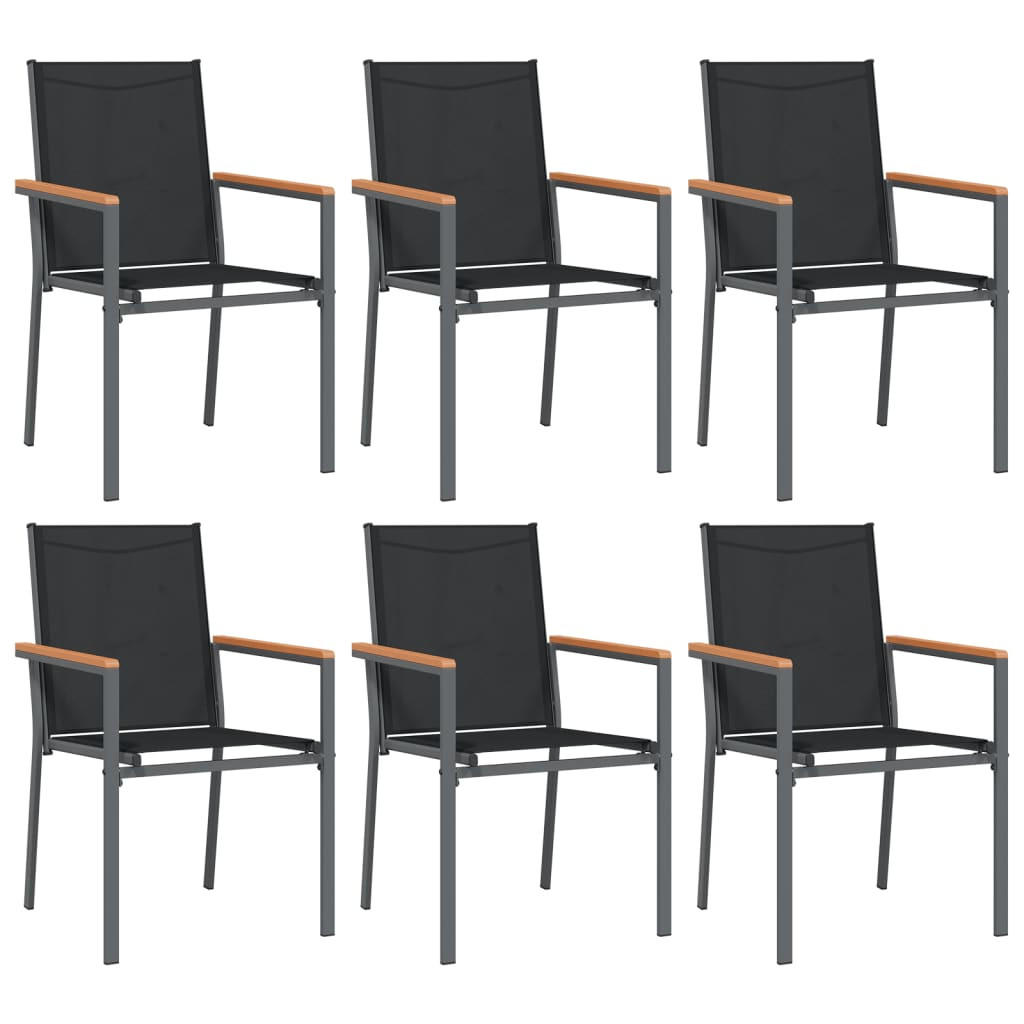 GARTENSTÜHLE 6er Set Schwarz 55/61.5/90 Cm Textilene Und Stahl - Schwarz, Metall (55/90/61.5cm) - vidaXL