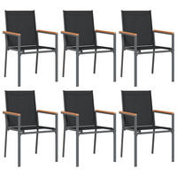 GARTENSTÜHLE 6er Set Schwarz 55/61.5/90 Cm Textilene Und Stahl - Schwarz, Metall (55/90/61.5cm) - vidaXL