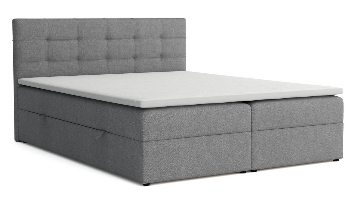 BOXBETT JESSA mit Bettkästen H2/H3 Matratze 140x200cm - Grau, Holzwerkstoff (140/200cm) - VENASI MÖBEL