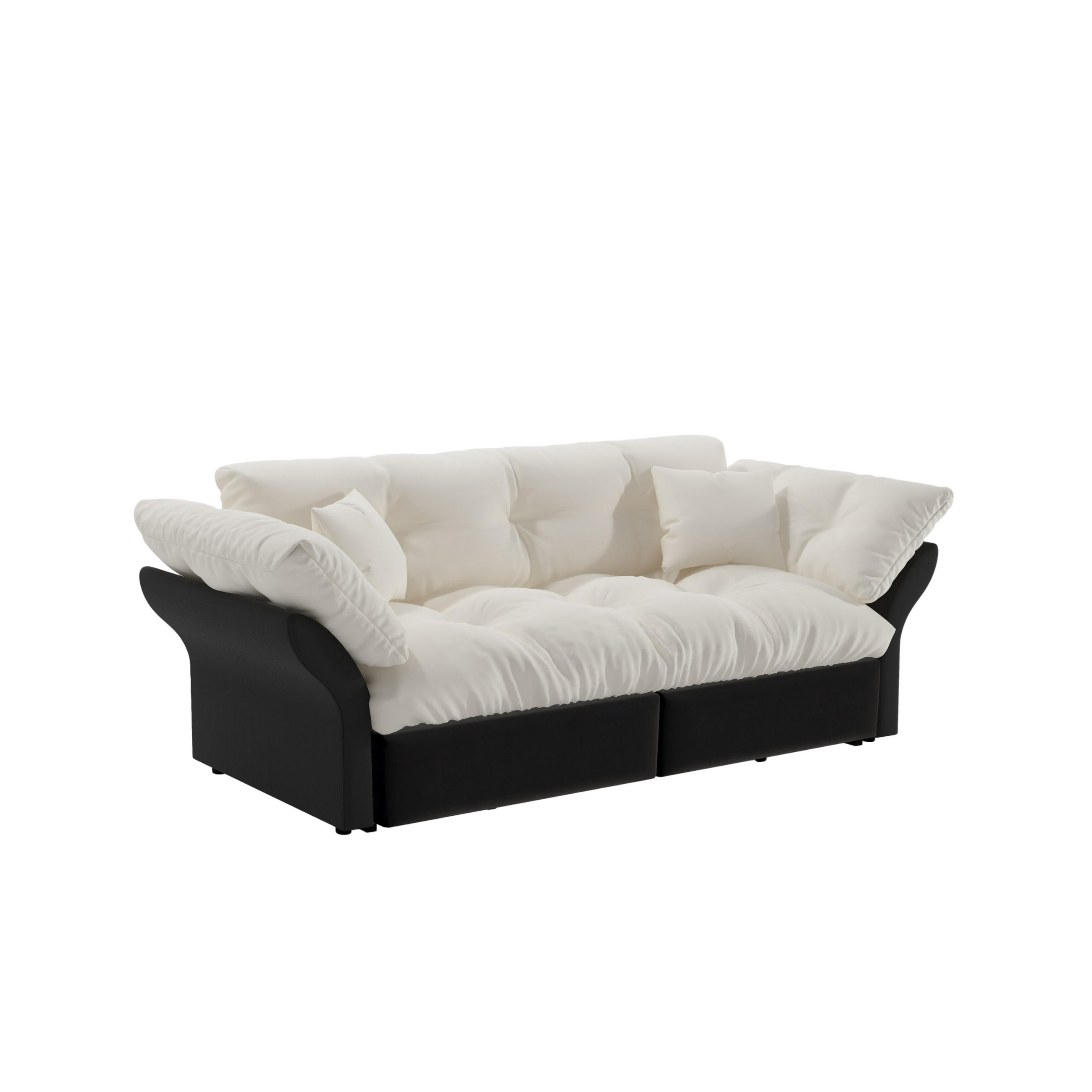 SCHLAFSOFA DE-34942 3-in-1 Queen-Size mit Tufting Beige - Beige, Metall (85/91/190cm) - ComfortXL
