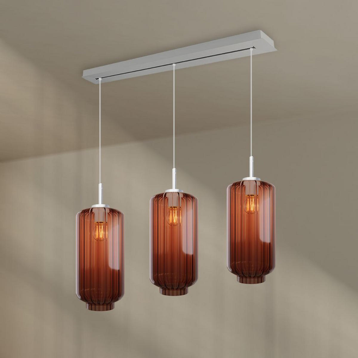 HÄNGELEUCHTE Velo 3-flammig Braun Ø 18cm - Braun/Weiß, Glas (18/18/33cm) - s.luce