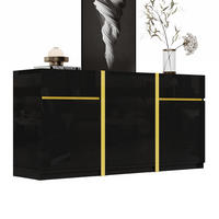 SIDEBOARD 160/40/78 cm mit 3 Türen, 2 Schubladen und verstellbaren Einlegeböden, Hochglanz MDF/PB, Schwarz - Schwarz, Holzwerkstoff (160/78/40cm) - Redom