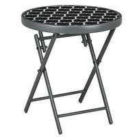 BEISTELLTISCH, Schwarz, Metall, Glas - Schwarz, Glas/Metall (45/45/50cm) - Outsunny