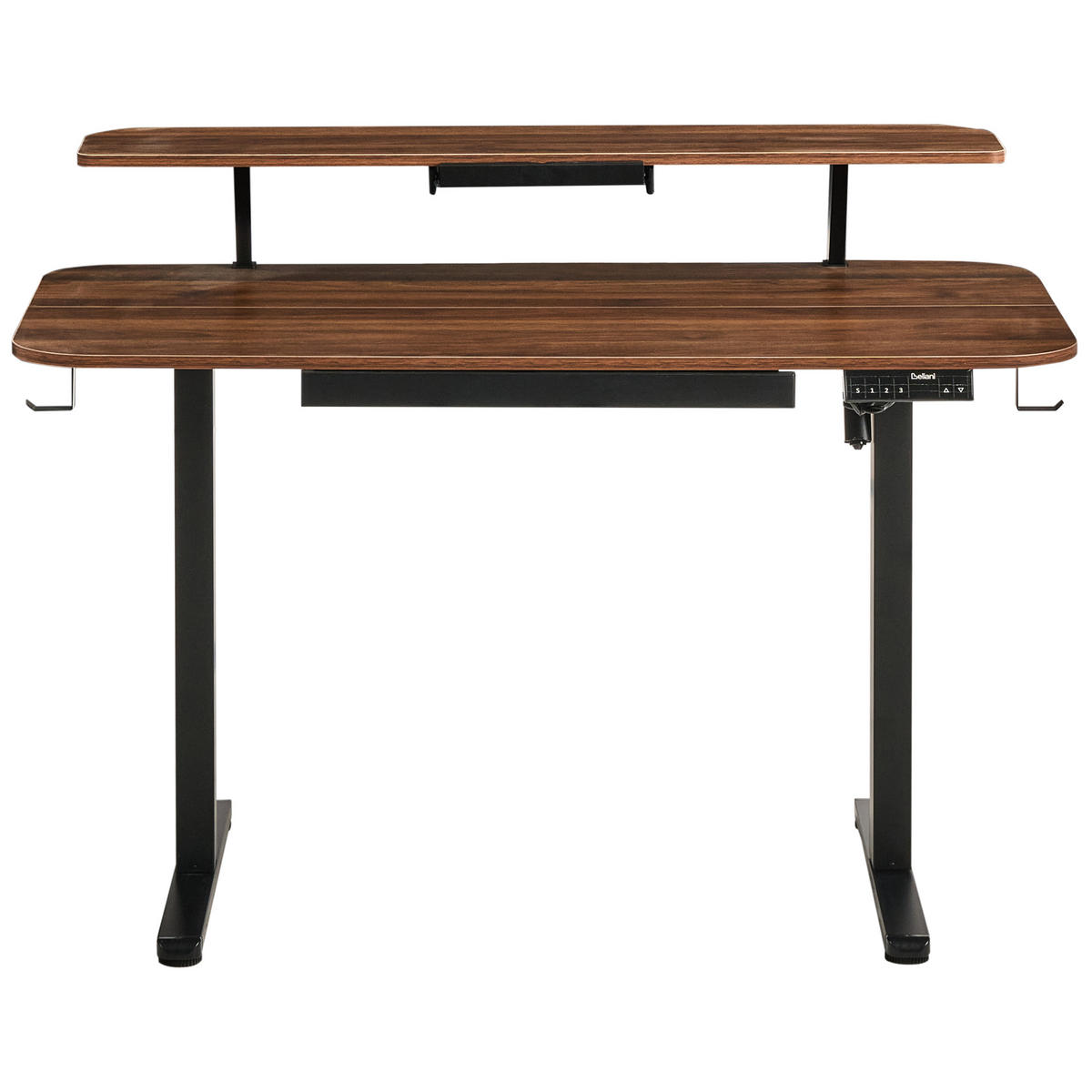 SCHREIBTISCH elektrisch höhenverstellbar 120/60 cm mit USB-Anschluss Braun/Schwarz Wilbanks - Schwarz/Braun, Holzwerkstoff/Metall (60/120/90cm) - Beliani