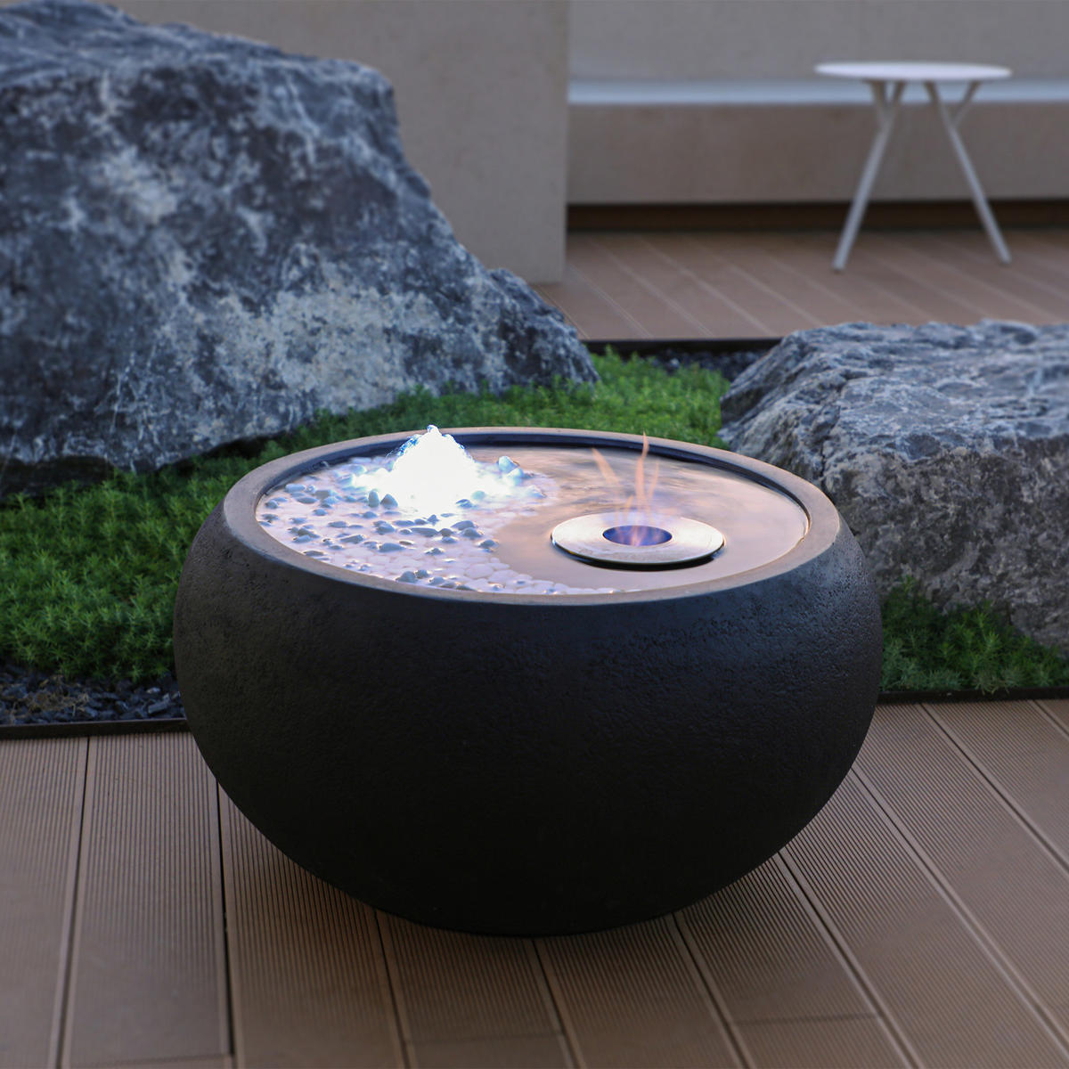 GARTENBRUNNEN Tao 68 x 68 x 38 cm - Schwarz, Naturmaterialien (68/68/38cm) - Elementi