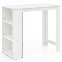 BARTISCH mit Regal, Holzplatte und Metallgestell für Küche oder Bar, Weiß 60x120x107 cm - Weiß, Holzwerkstoff (120/60/107cm) - KADIMA DESIGN