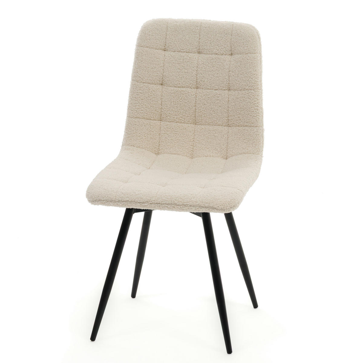 STUHL ARCO drehbar gepolstert mit Steppung - hellbeige - Boucle Teddy - Ecru/Schwarz, Textil/Metall (46/90/51cm) - NEW HOME