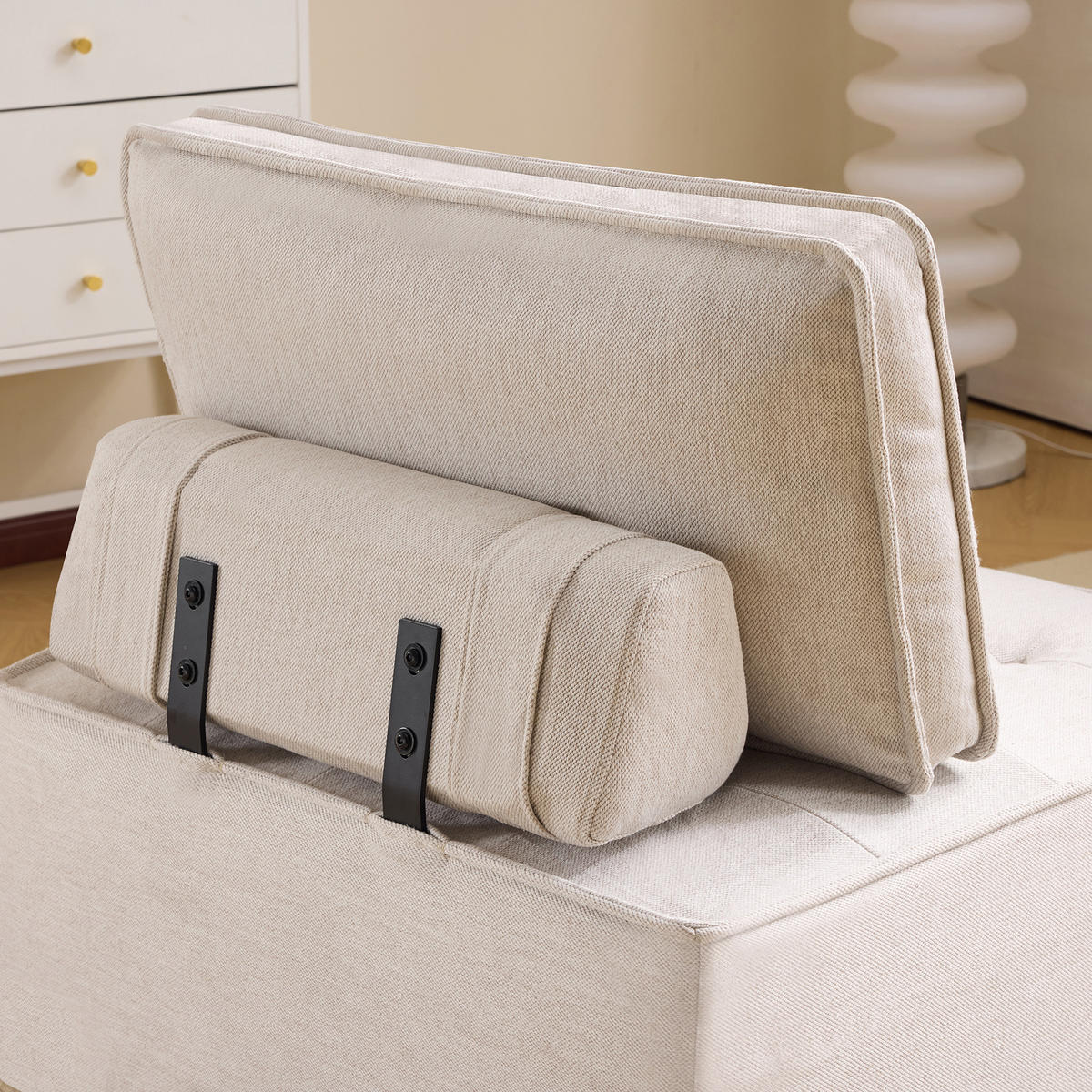 SESSEL DE-34982 modular mit Leinenbezug Beige - Beige, Holzwerkstoff (81/81/81cm) - ComfortXL