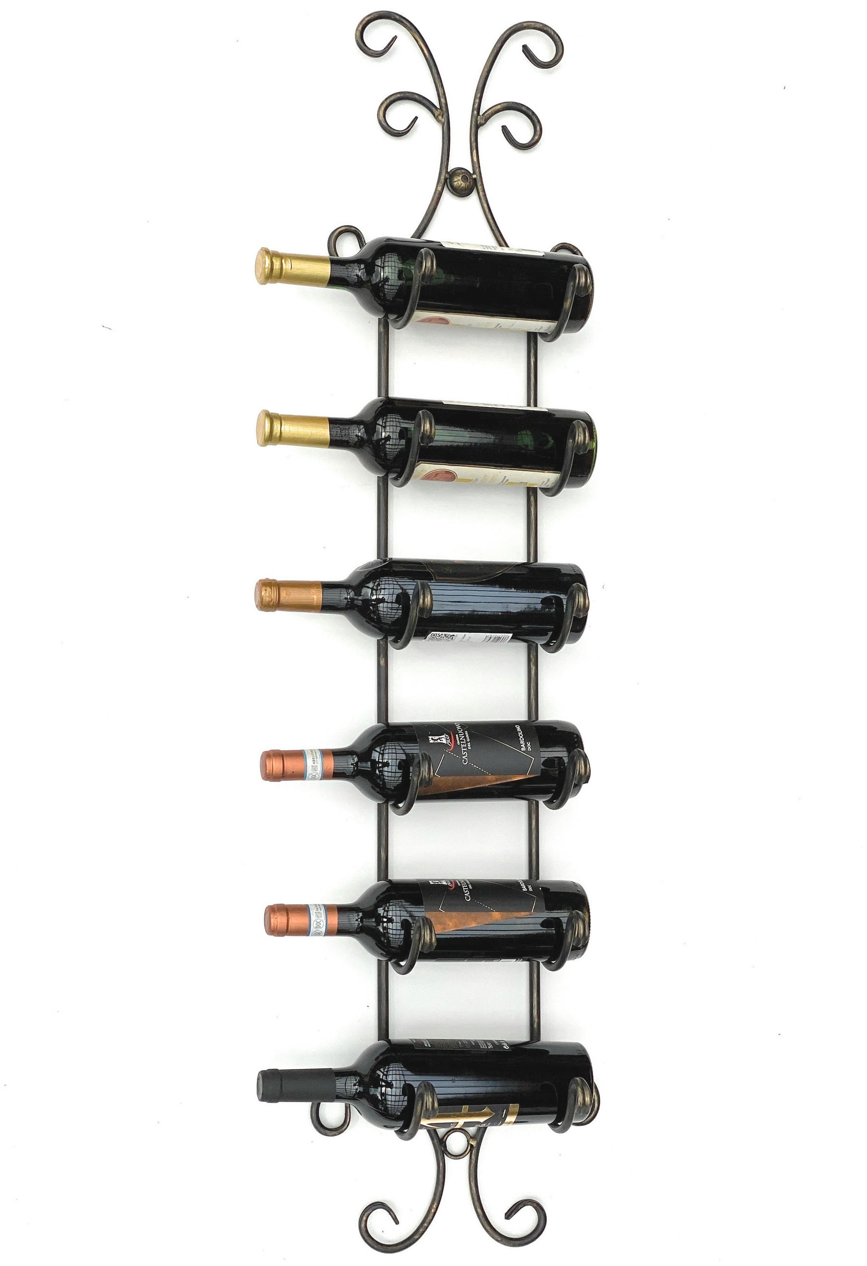 WEINREGAL für 6 Flaschen Metall Wand Schwarz - Schwarz, Metall (28/116/15cm) - DanDiBo
