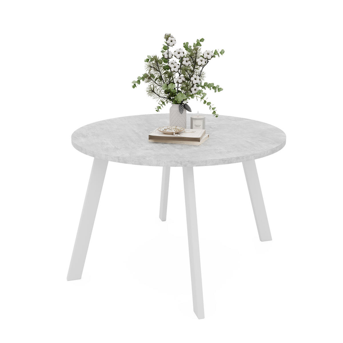 TISCH Weiße Beine, MDF Tischplatte, Bellato Grau - Weiß/Grau, Holzwerkstoff (100/100/76cm) - Idohome