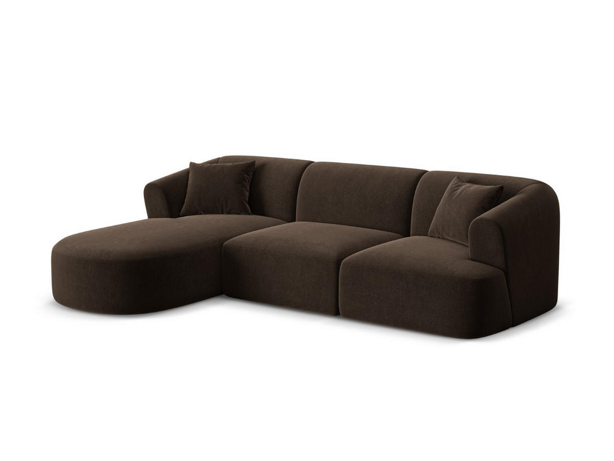 MODULARES-ECKSOFA links Campi aus Samt Schokolade 4 Sitzplätze - Dunkelbraun, Textil (156/256cm) - Cosmopolitan Design