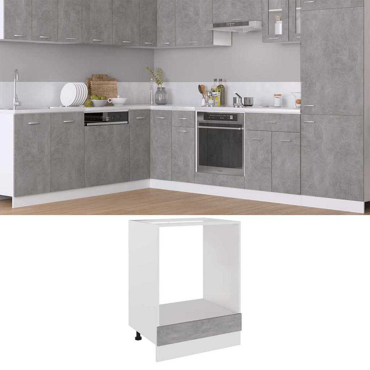 HERDUMBAUSCHRANK Lyon Betongrau 60/46/81,5 Cm Holzwerkstoff - Grau, Holz/Metall (60/46/46cm) - vidaXL