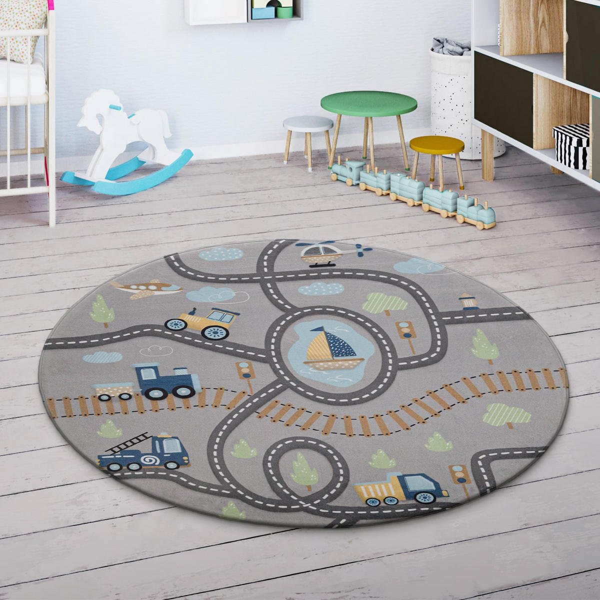KINDERTEPPICH 120/120 cm Chicos 562 - Grau, Kunststoff (120/120cm) - Paco Home