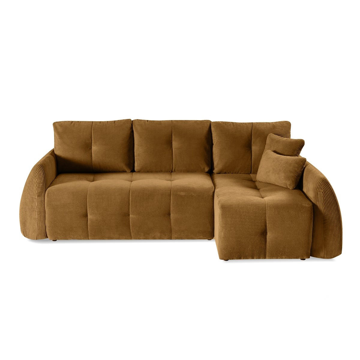 ECKSOFA Luna Gelb, mit Schlaffunktion - Honig, Holzwerkstoff/Textil (252/155cm) - Bettso