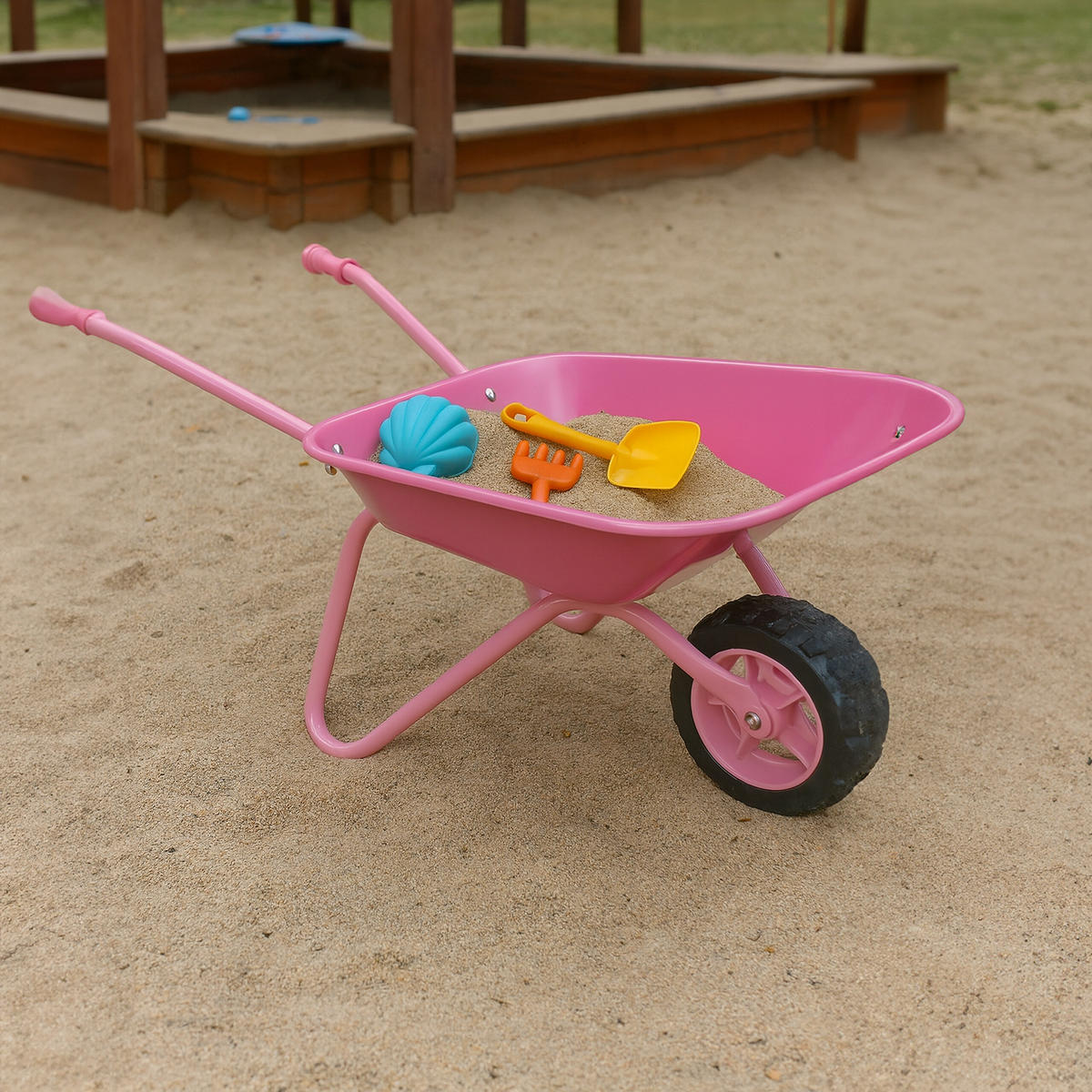 KINDER-SCHUBKARRE - Pink, Kunststoff/Metall (74/43/36cm) - Relaxdays