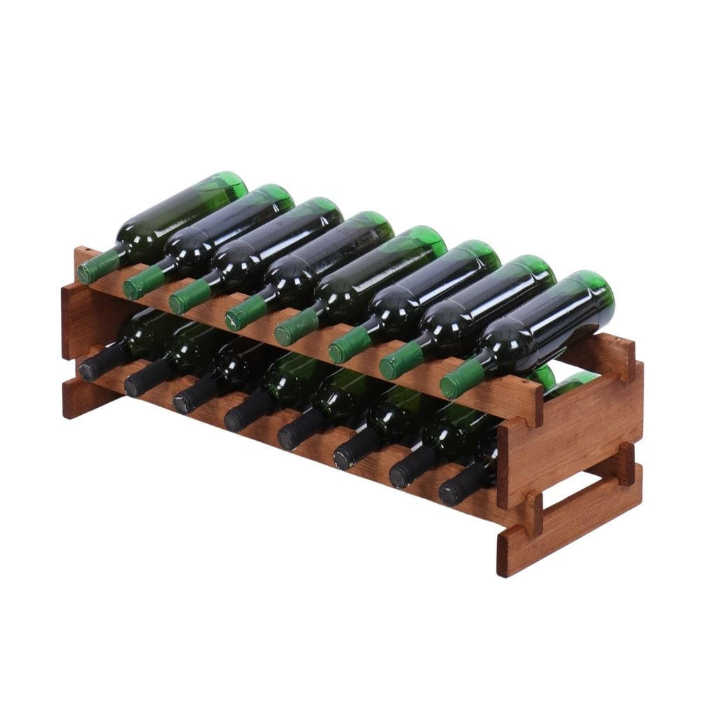 WEINREGAL VINOTECA FLEX PRO HxBxT 23x84x28cm 16 Flaschen auf 2 Ebenen Braun geölt - Braun, Holz (84/23/28cm) - PROREGAL