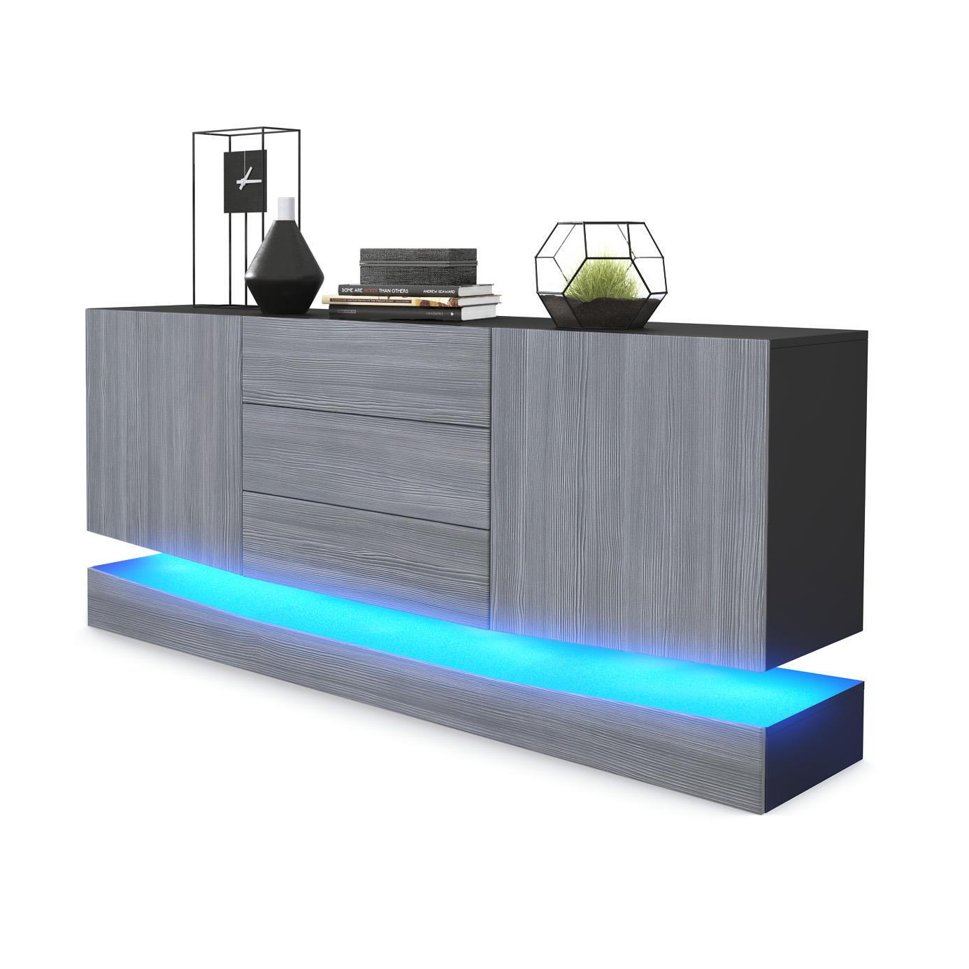 SIDEBOARD City Fronten in Avola-Anthrazit - Anthrazit, Holzwerkstoff (178/82/39cm) - Vladon