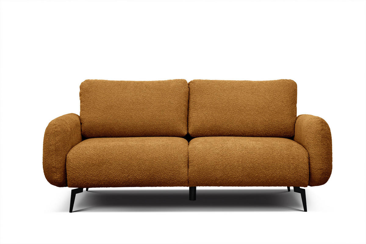 SOFA FEBE 3-Sitzer, senfgelb - Dunkelgelb/Schwarz, Holz/Textil (190/82/96cm) - Courtois Laville