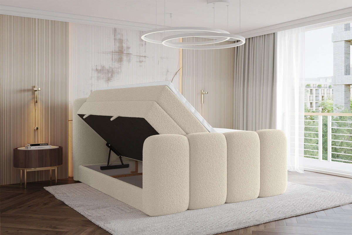 BOXSPRINGBETT mit Matratze H3/H4 - NINA-Z KING - 160x200 cm Dunkelbeige - Baltimorefarben, Holzwerkstoff (160/200cm) - ALTDECOR