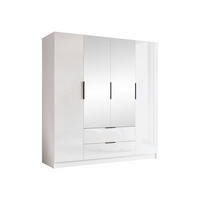 KLEIDERSCHRANK Sofia II Gloss - Weiß Hochglanz/Schwarz, Holzwerkstoff/Kunststoff (200/216/60cm) - MIRJAN24